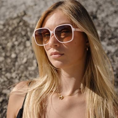 Rosa Solbriller med brun linse