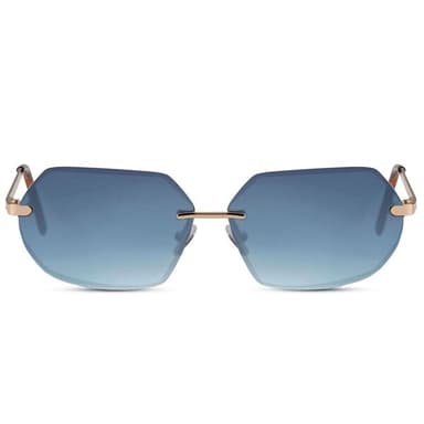 Elegante Solbriller med gullinnfatning og blått glass
