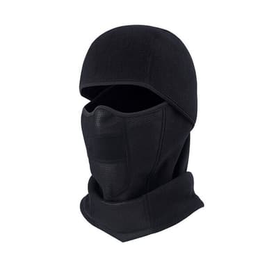 Balaclava / Skimaske med vindtett fleece - Svart
