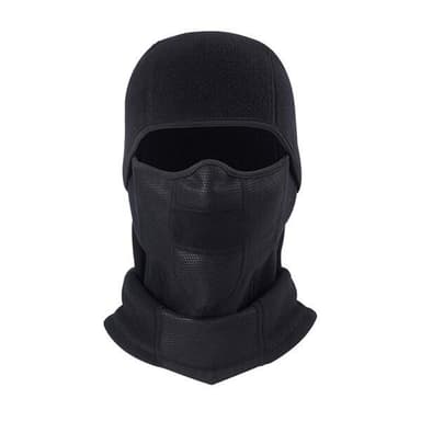 Balaclava / Skimaske med vindtett fleece - Svart