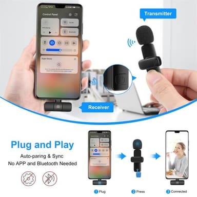 Puluz trådløse lavaliermikrofoner med USB-C-mottaker