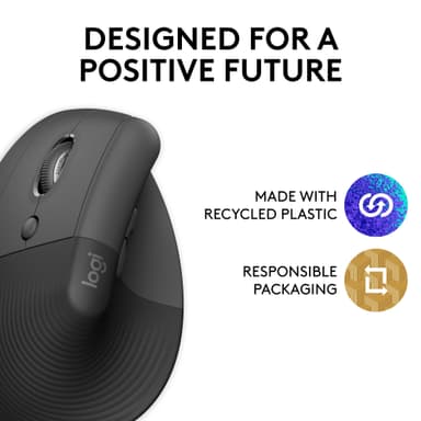 Logitech Lift Left Vertical trådløs mus (grafitt)