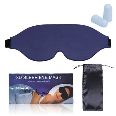 3D Stereo søvnøyemaske (sett med fire deler) Marineblå