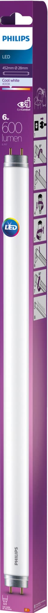 Philips T8 LED lysrør 6 Watt G13 (kjølig hvit)