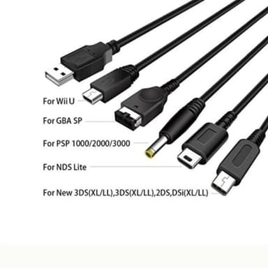 5in1 USB-kabel kompatibel med Nintendo Wii U / 3DSXL / 3DS