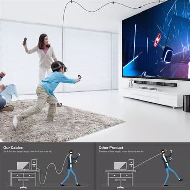 Link-kabel - VR-kabel kompatibel med Oculus Quest 2 Mørk grå 5 m