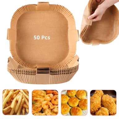 Engangsformer til Airfryer av papir med håndtak, 50-pakning Natur 20 cm