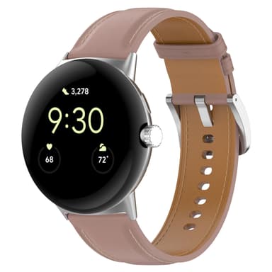 Klokkerem i ekte skinn 20 mm for Google Pixel Watch 1/2 Mørk rosa