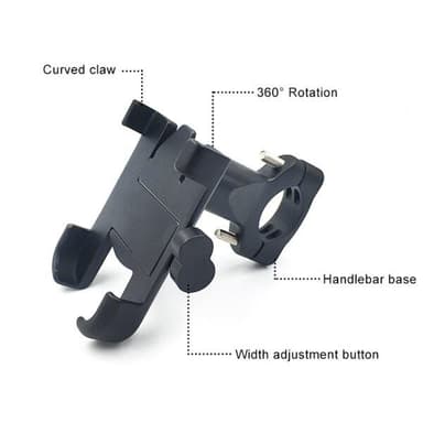 Mobiltelefonholder i aluminium for motorsykkel - for enheter på 6-10 cm