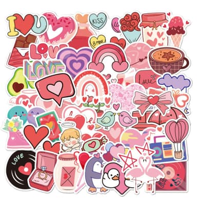 Love Heart Stickers, 50-pakning Flerfarget N13