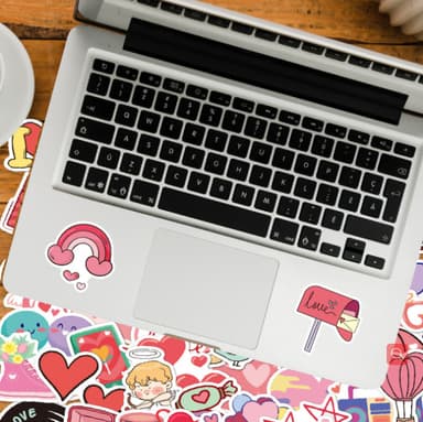 Love Heart Stickers, 50-pakning Flerfarget N13
