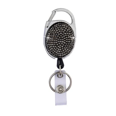 Crystal Rhinestone nøkkelring med uttrekkbar design Lys svart