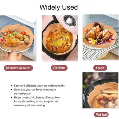 Air Fryer engangspapir med håndtak for frityrkokere 100 stk Natur 20 cm