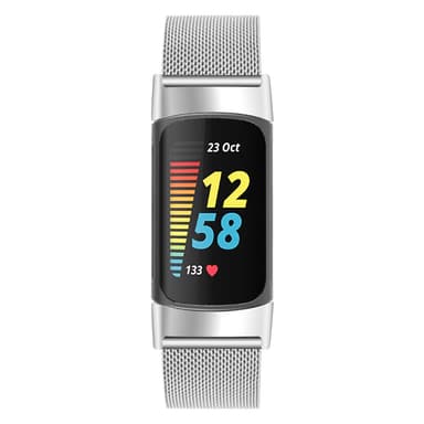 Klokkebånd i rustfritt stål for Fitbit Charge 5 Charge 6 Sølv