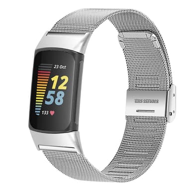 Klokkebånd i rustfritt stål for Fitbit Charge 5 Charge 6 Sølv