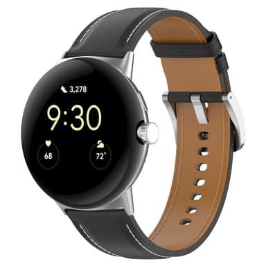 Klokkerem i ekte skinn 20 mm for Google Pixel Watch 1/2 Sort