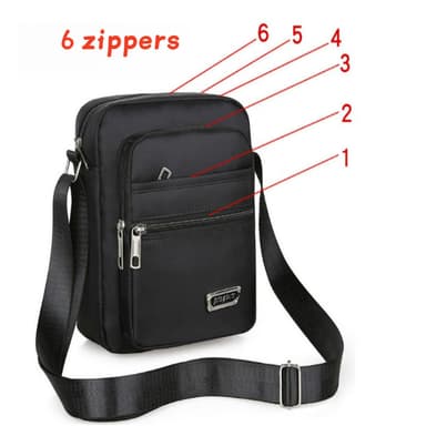 Nylon Crossbody-veske for menn Seks glidelåser