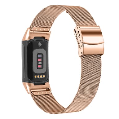 Klokkebånd i rustfritt stål for Fitbit Charge5/6 Rose gull