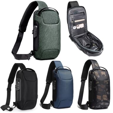 Crossbody-veske med vannavvisende stoff Sort