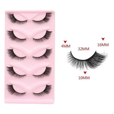 10 par 3D Cat Eye-inspirerte øyevipper Sort