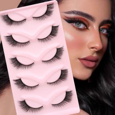 10 par 3D Cat Eye-inspirerte øyevipper Sort