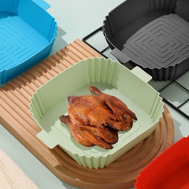 2-paks Airfryer Silikongryte med hansker Grå