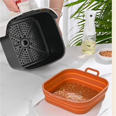 Sammenleggbar Air Fryer Silikonform 17,5 cm 2-pak Sort