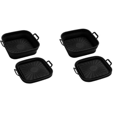 Sammenleggbar Air Fryer Silikonform 17,5 cm 2-pak Sort