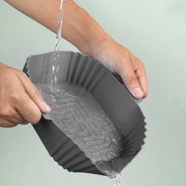 2-paks Airfryer Silikongryte med hansker Grå