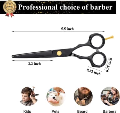Frisørsett for hårklipping - Saks, kammer, barberkniv