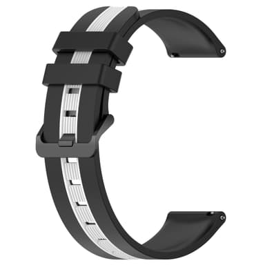 20 mm silikonrem for Samsung og Huawei klokker Svart + Hvit