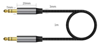 3,5 mm lydkabel for AUX-tilkobling Sort 1 m