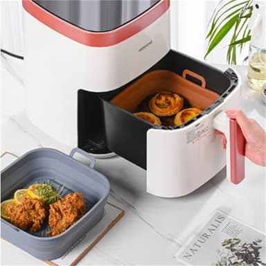 Sammenleggbar Air Fryer Silikonform 17,5 cm 2-pak Flerfarget