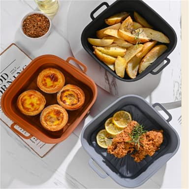 Sammenleggbar Air Fryer Silikonform 17,5 cm 2-pak Flerfarget