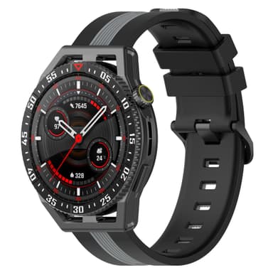 22 mm silikonrem for Garmin/Samsung/Xiaomi-klokker Svart+grå
