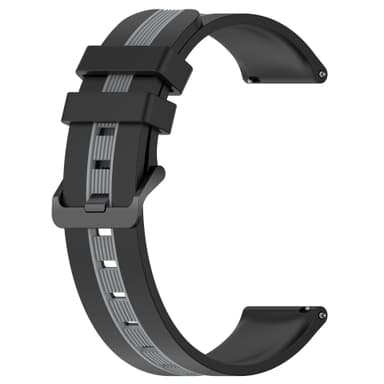 22 mm silikonrem for Garmin/Samsung/Xiaomi-klokker Svart+grå
