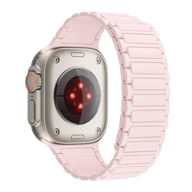 Magnetisk silikonrem for Apple Watch 1/2/3/4/5/6/7/8/9, Apple Watch SE Rosa 42/44/45/49 mm