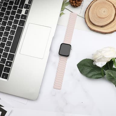 Magnetisk silikonrem for Apple Watch 1/2/3/4/5/6/7/8/9, Apple Watch SE Rosa 42/44/45/49 mm