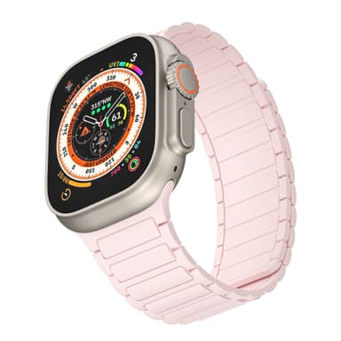 Magnetisk silikonrem for Apple Watch 1/2/3/4/5/6/7/8/9, Apple Watch SE Rosa 42/44/45/49 mm