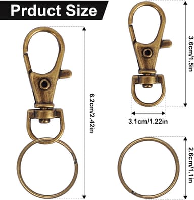 120-pack metall nøkkelring Bronse