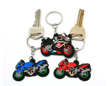 3-pack motorsykkel PVC nøkkelring anheng Mørke blå