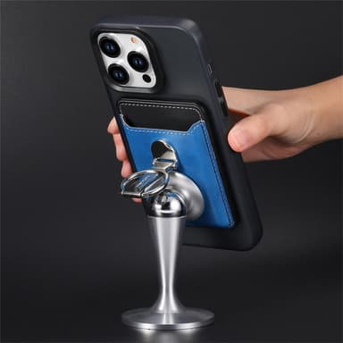 Magnetisk kortholder med stativ for iPhone 15/14/13/12 Blå