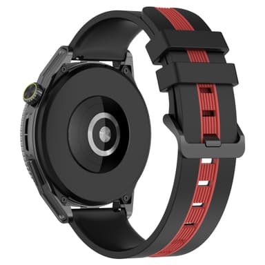 20 mm silikonrem for Samsung og Huawei klokker Svart+grå