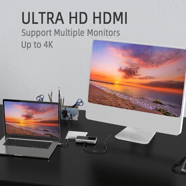 11 i 1 USB C Hub med USB 3.0, HDMI, RJ45, SD/TF-kortleser, 100W PD-lading