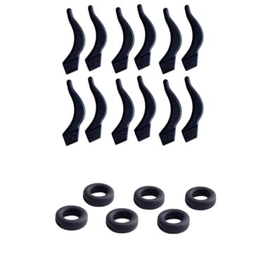 Silikonbrilleholdere, 12 par Sort