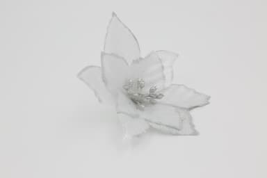 Juleroser kunstige blomster Julepynt 12-pakning Hvit / sølv
