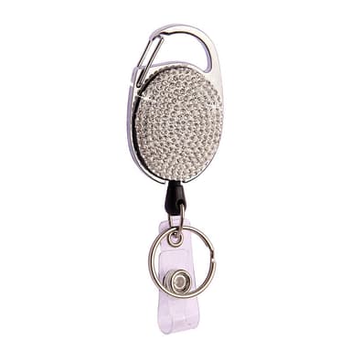 Crystal Rhinestone nøkkelring med uttrekkbar design Hvit