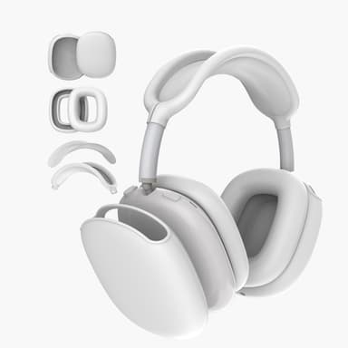 Silikonbeskyttelse for AirPods Max hodetelefoner og bøyle Hvit
