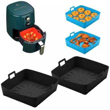 Matbeholder til airfryer, av ikke-klebrig silikon Sort