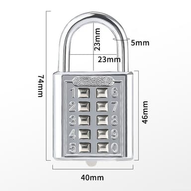 8-sifret mekanisk belagt kombinasjonslås Sølv 40 mm/7.5 x 4 x 1.2 cm